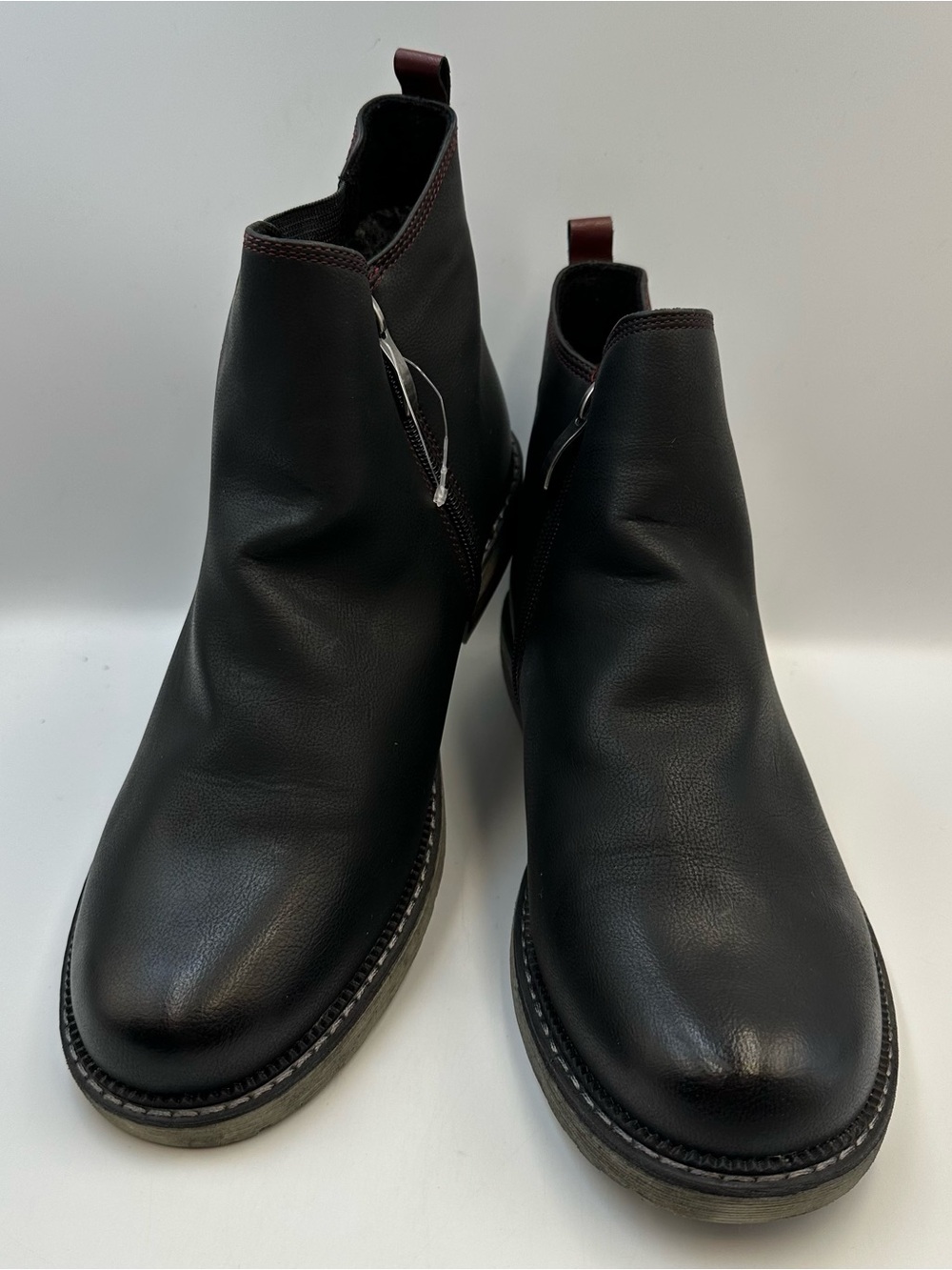 Spring Step Nonia Black Ankle Boot Womens US 9.5-10 EU 41 Zip Plaid Faux Leather